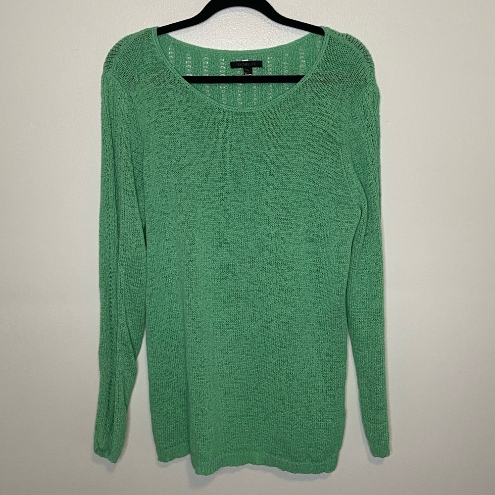 Rachel‎ Zoe Pullover Long Sleeves Sweater Size XL Coastal Green Loose Knit Beach